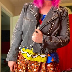 Buddy Love Studded Gray Jean Jacket